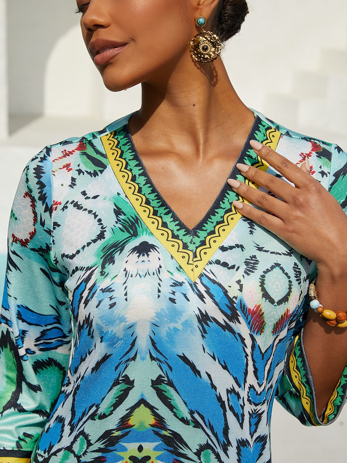 Stretch Python Motif Fitted Knit Dress