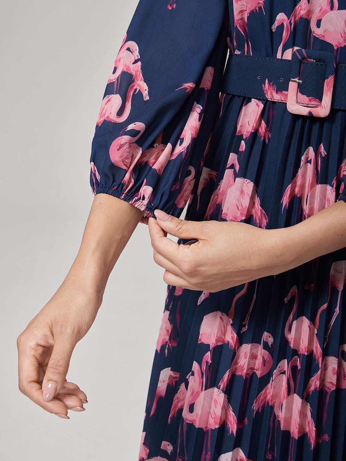 Pink Flamingo Print Casual Dress