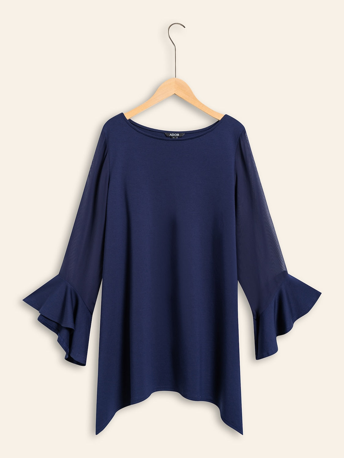 Modal Patch Flare Cuff Knit Blouse