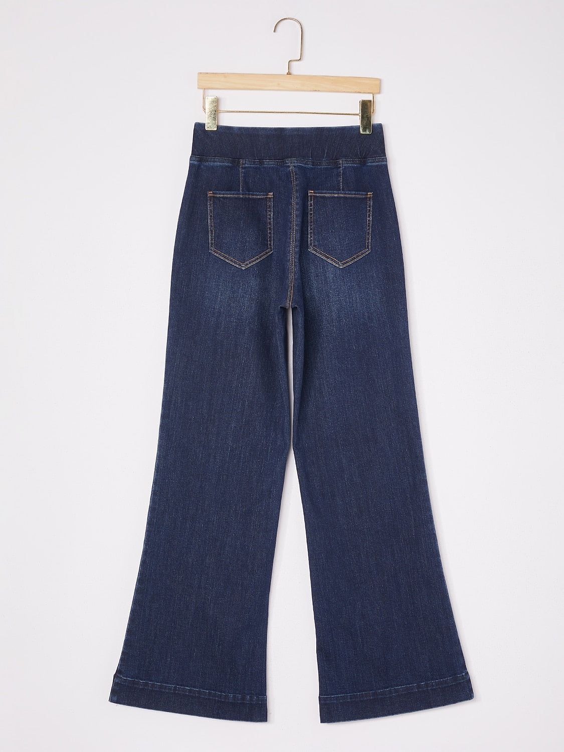 Casual Daily Solid Color Wide Leg Denim Pants
