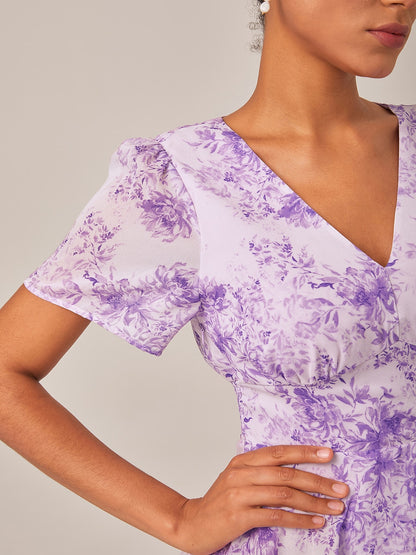 Maxi Dress Purple Lightweight Chiffon