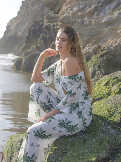 Vacation Palm Tree Print Loose Two-Piece Set