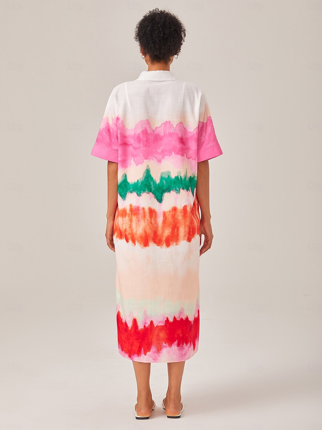 Color Gradient Printed Shirt Dress
