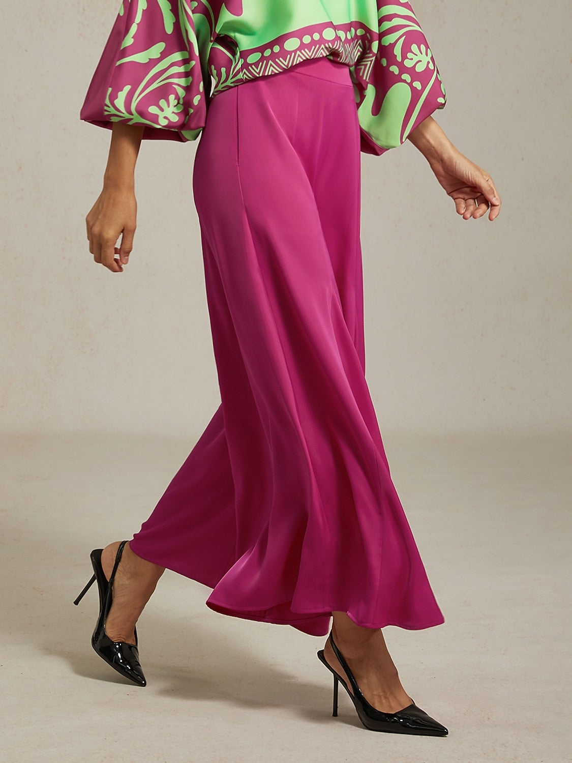 Top Vivid Fuchsia Print Satin Lantern Seaside