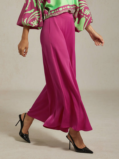 Top Vivid Fuchsia Print Satin Lantern Seaside