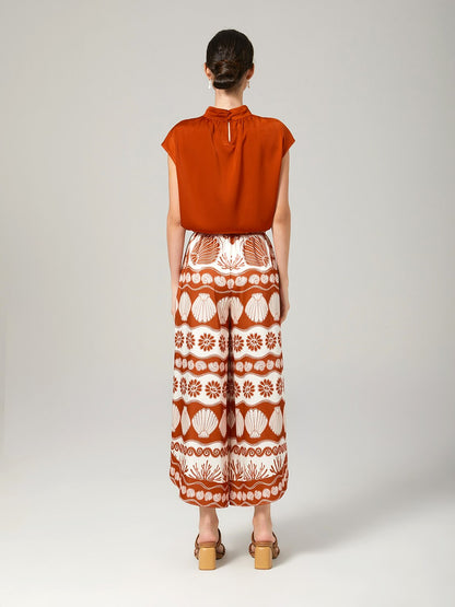 Orange Stand-Up Collar Sleeveless Knotted Top