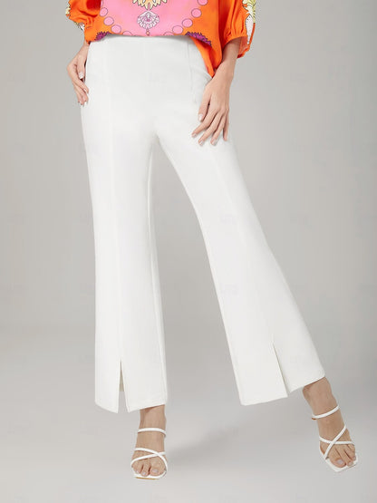 Elegant White Wide Flared Trousers
