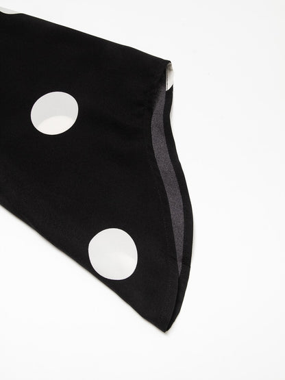 Black Polka Dot Print Asymetric Hem Off-Shoulder Dress