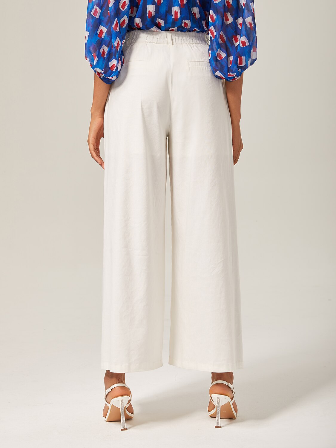 Breathable Linen Off-White Wide-Leg Pants
