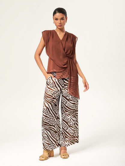 V-Neck Asymmetric Sleeveless Chiffon Top