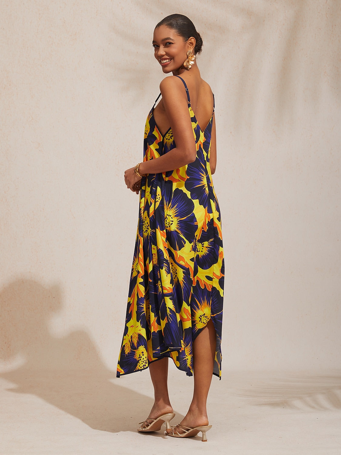 Vacation Sun Floral Rayon Cami Dress