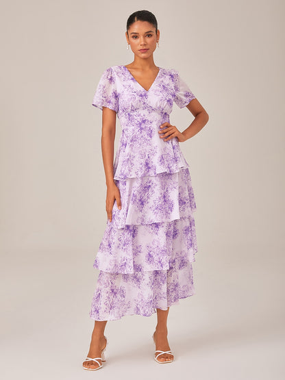 Maxi Dress Purple Lightweight Chiffon