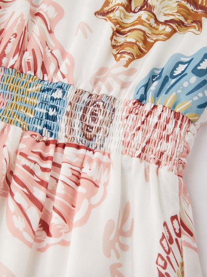 Linen-Like Smocked A-Line Midi Dress