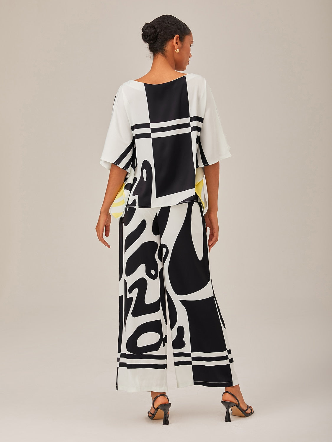 Black Satin Wide Leg Neutral Casual Pants