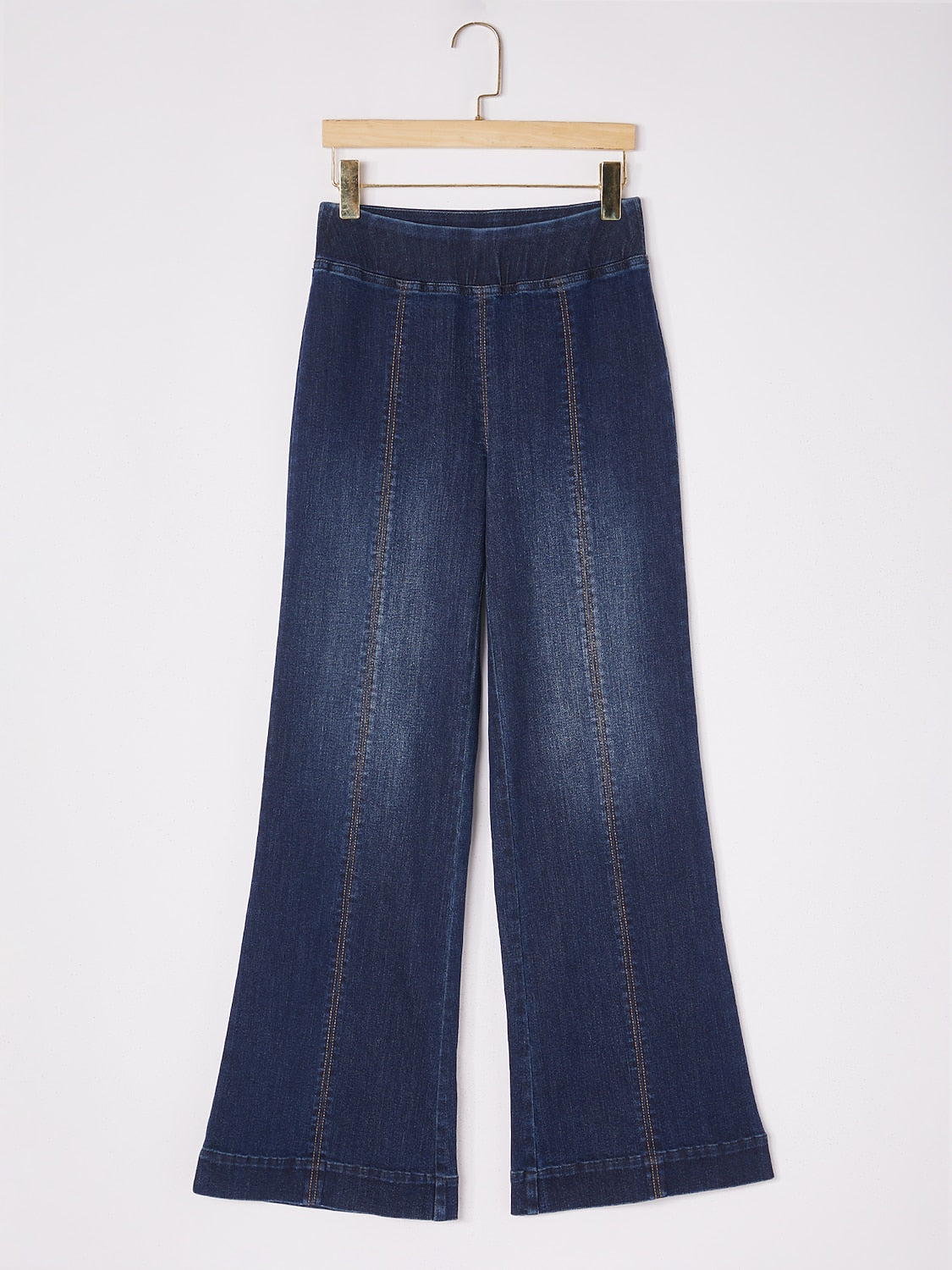 Casual Daily Solid Color Wide Leg Denim Pants