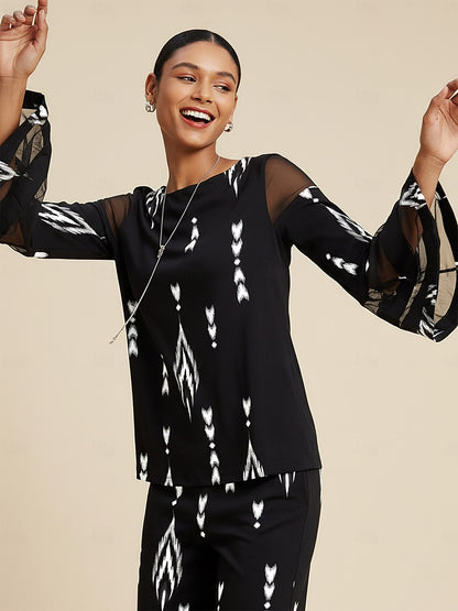 Geometric Print Elegant Casual Spring Vacation Top