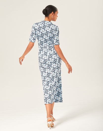 Stretch Waist-Cinching Mermaid Midi Satin Dress