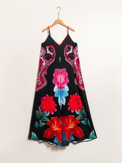 Satin Floral Print Camisole Jumpsuit