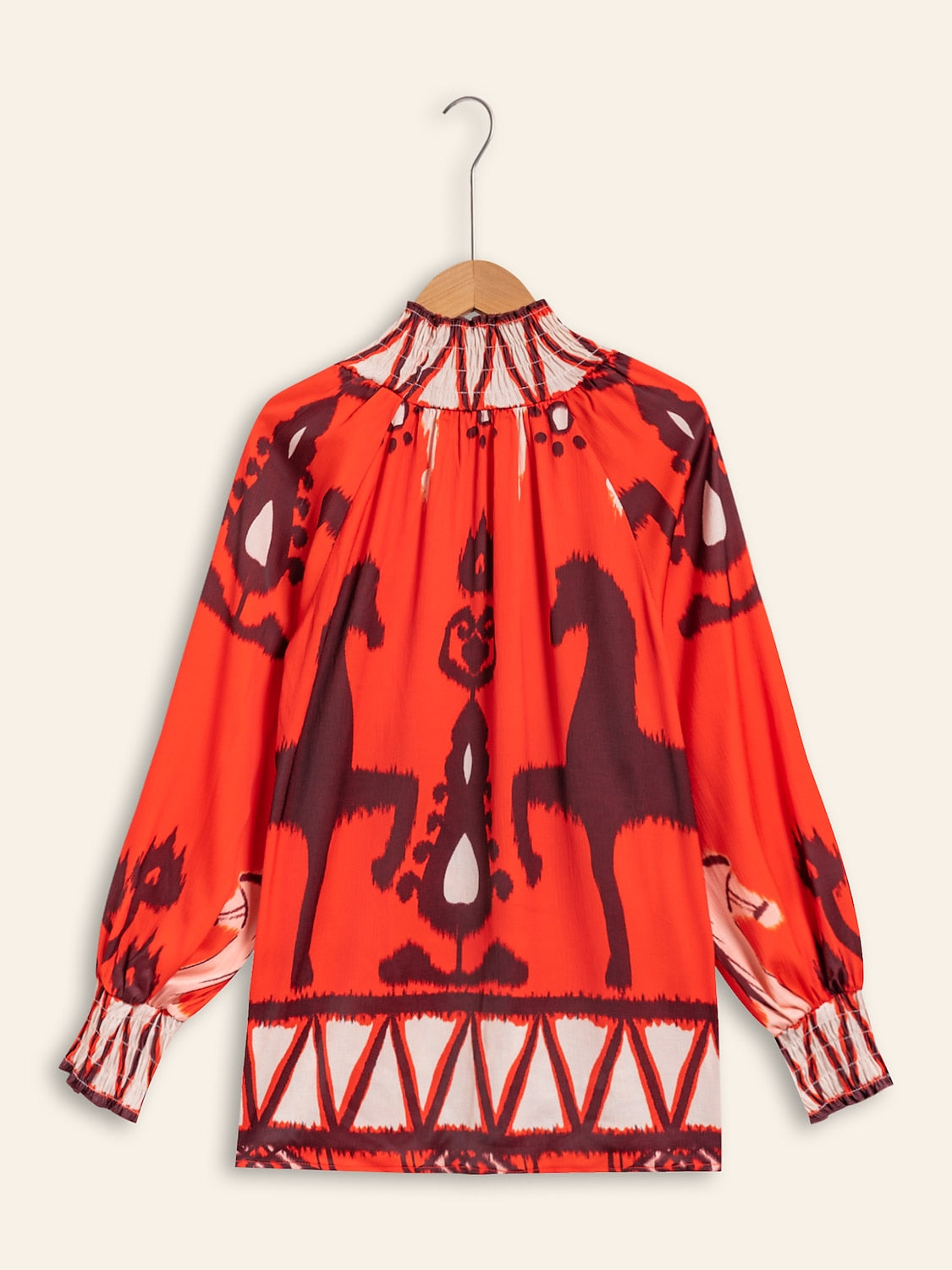 Chiffon Orange Bohemian Printing Turtle Blouse