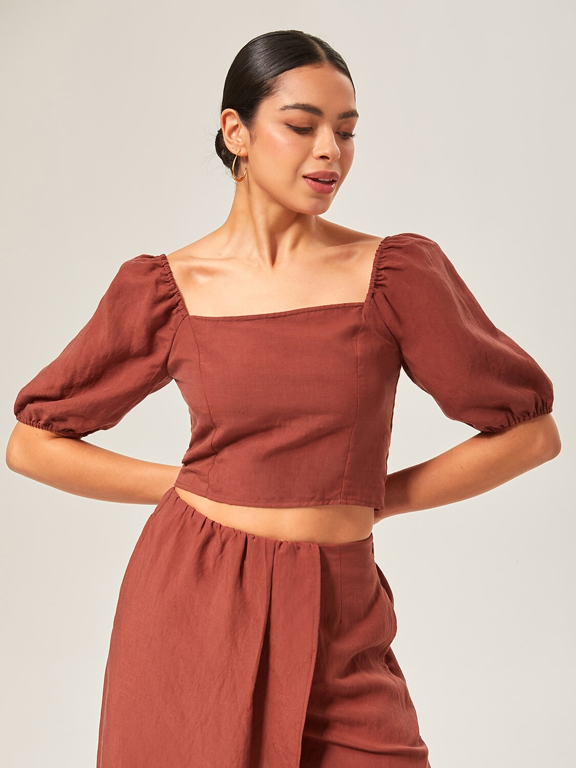 Lyocell-Blend Smocked Blouse