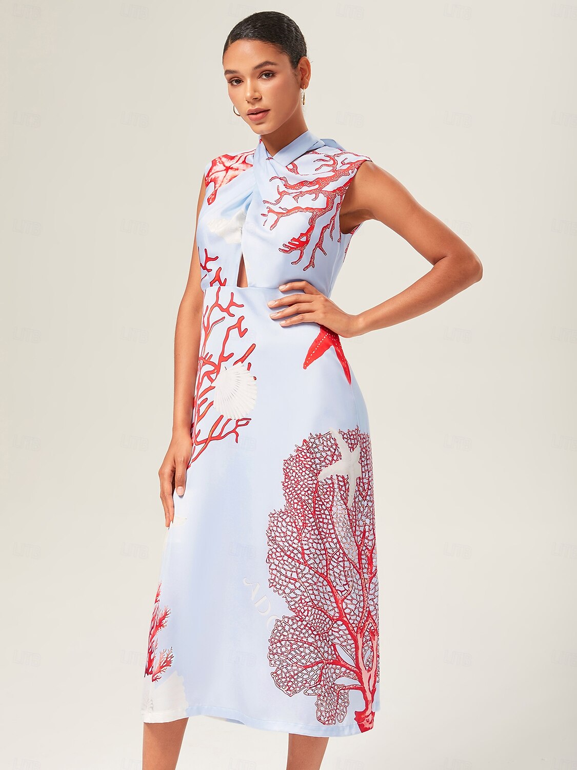 Elegant Ocean Tie Maxi Dress