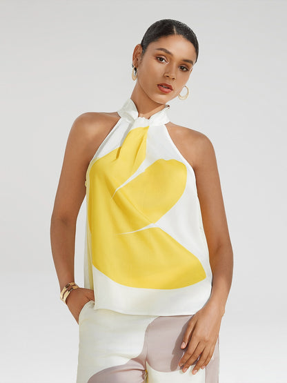 Satin Floral Halter Top