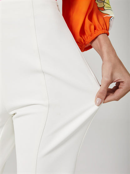 Elegant White Wide Flared Trousers