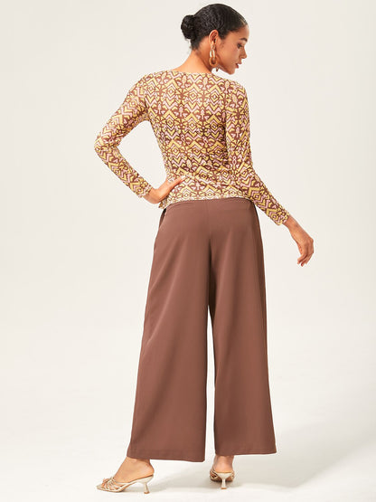 Mocha Brown Slimming Straight-Leg Pants