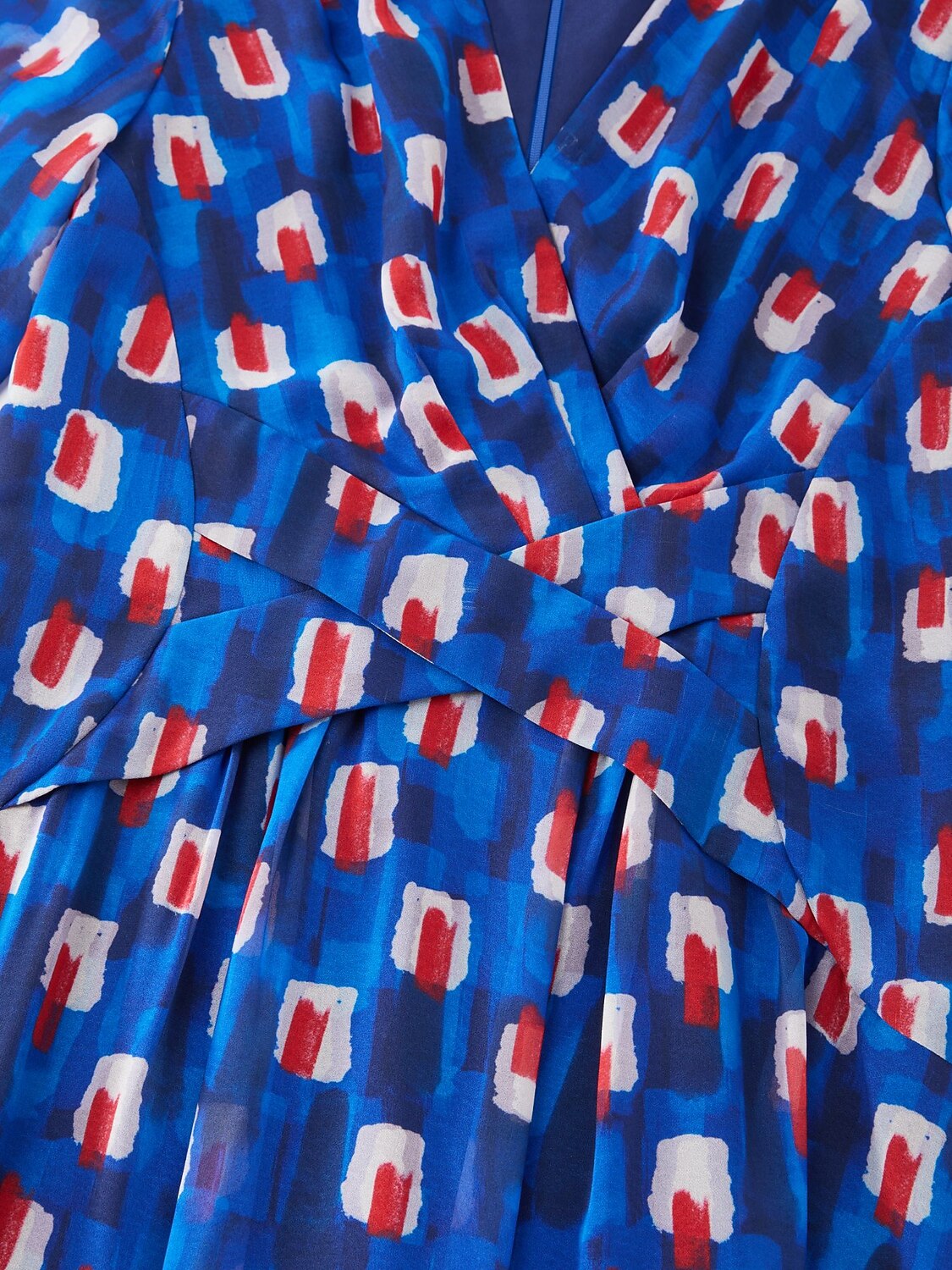 Geometric Color-Block Chiffon Maxi Dress