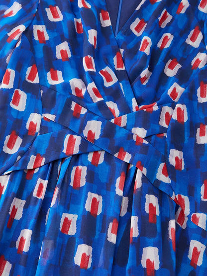 Geometric Color-Block Chiffon Maxi Dress