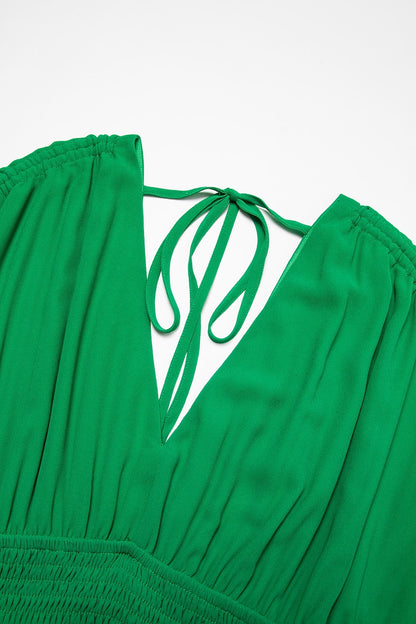 Chiffon Halter Tie Back Smock Maxi Dress