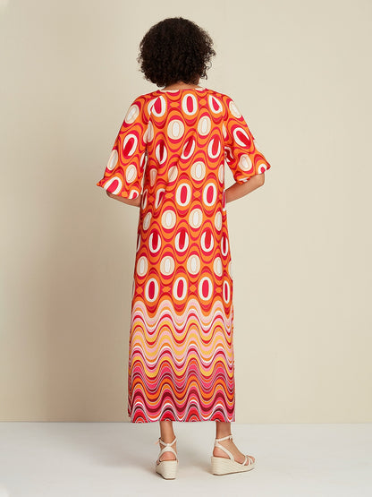 Satin Lines Waves Maxi Dress