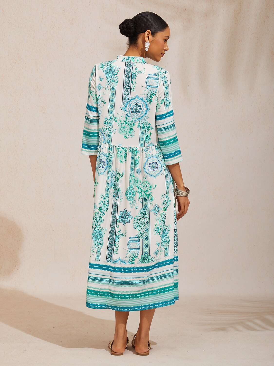 Celadon Bloom Story Silky Satin Maxi Dress