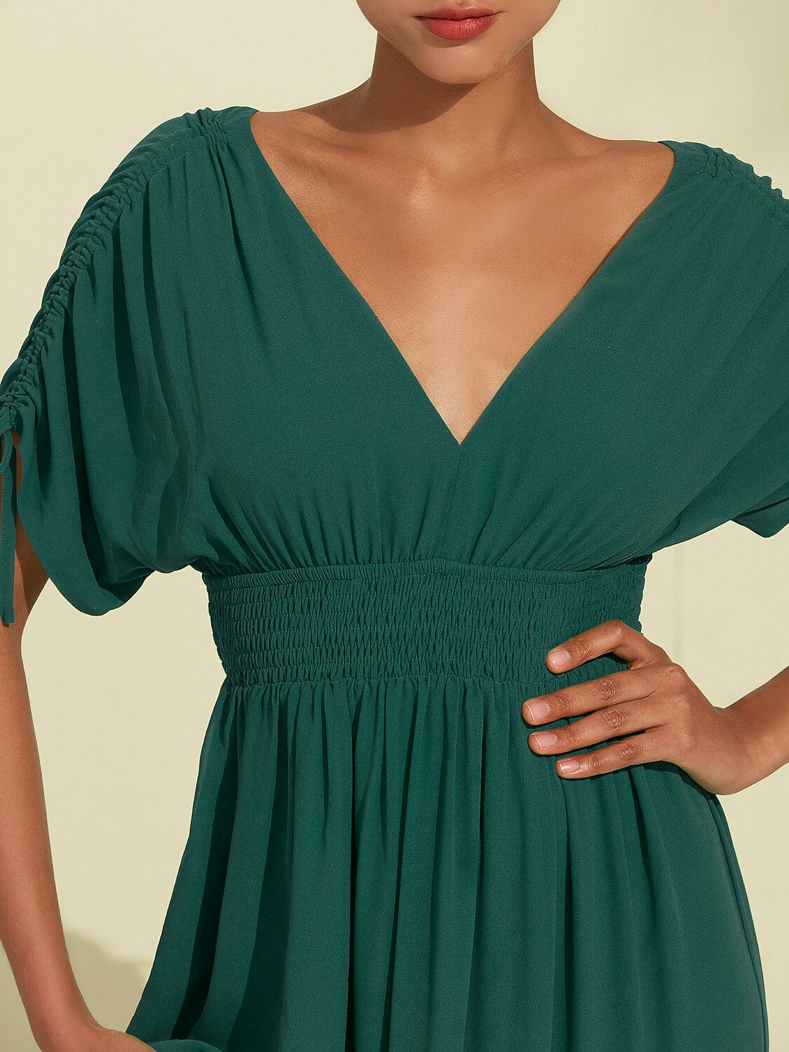 Chiffon Halter Tie Back Smock Maxi Dress