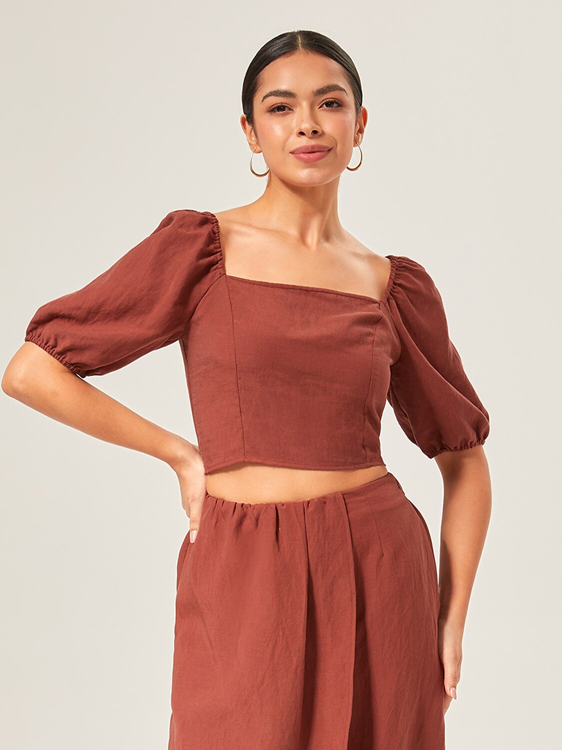 Lyocell-Blend Smocked Blouse