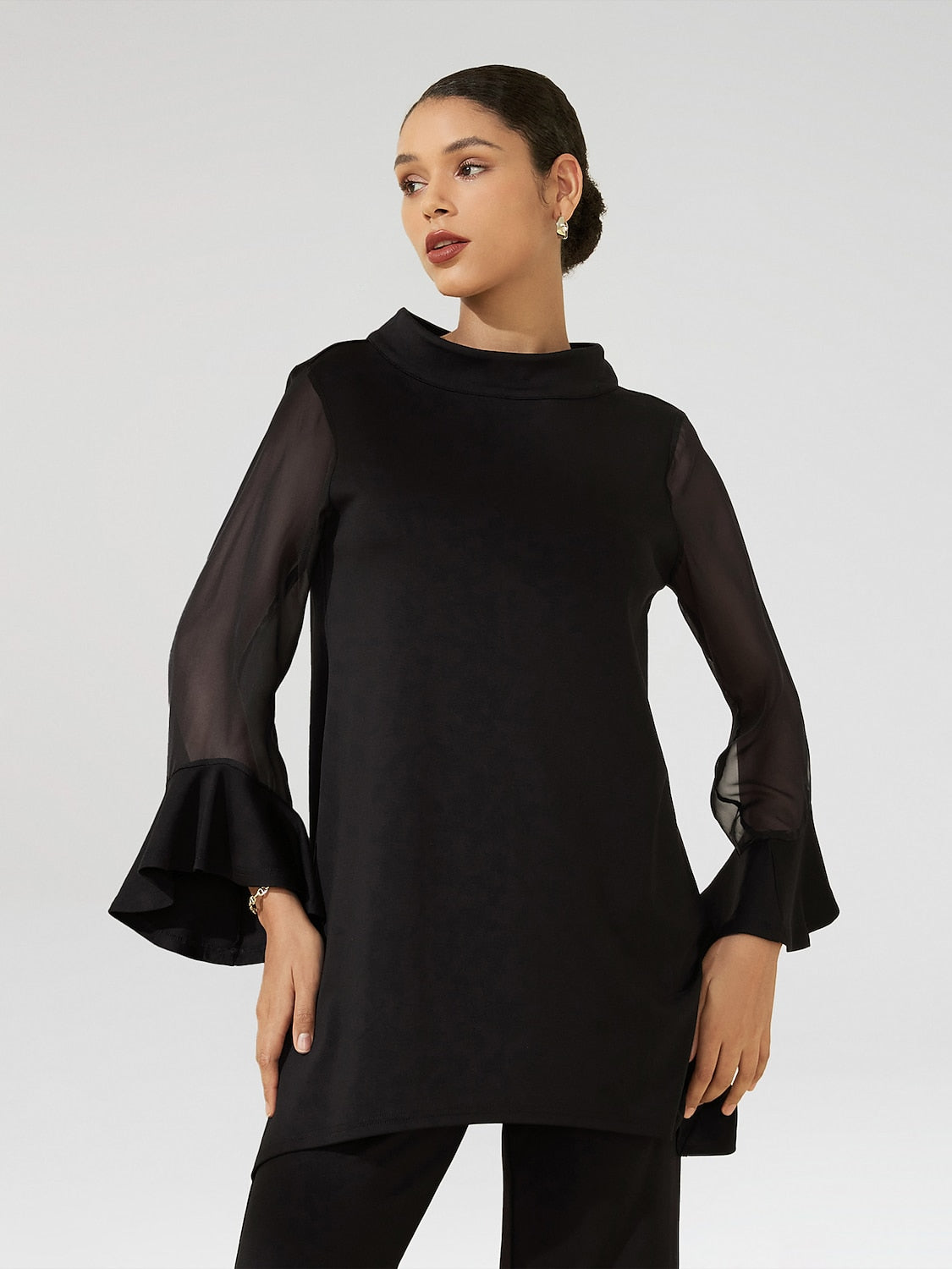 Chiffon Modal Slim Fit Sheer Lightweight Breathable Blouse