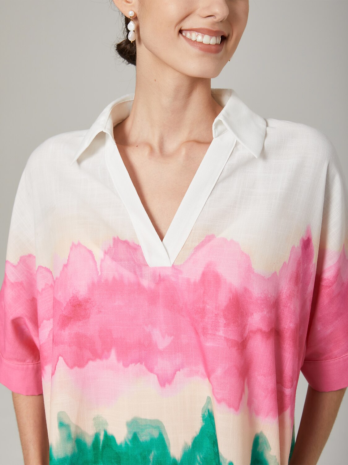 Color Gradient Printed Shirt Dress