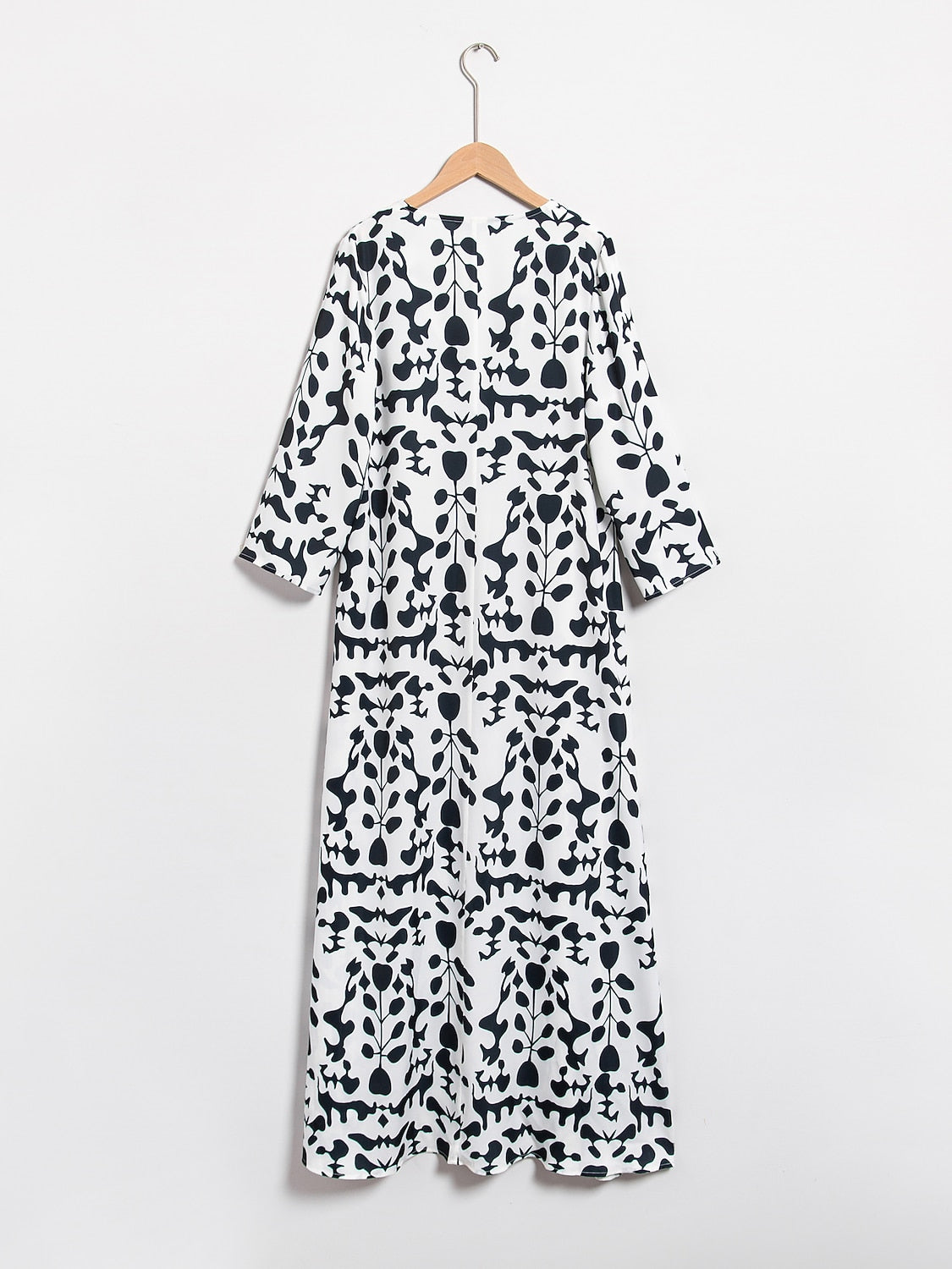 Satin Floral Geometric Pattern Vacation Maxi Dress