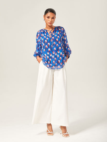Breathable Linen Off-White Wide-Leg Pants