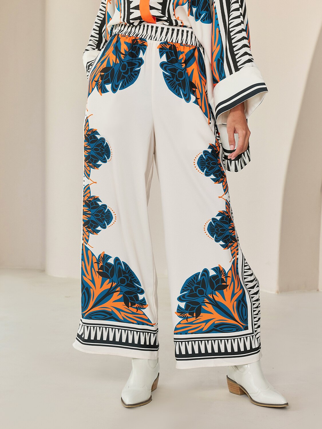 Pants Satin Wide Leg Maxi Loose Bohemian