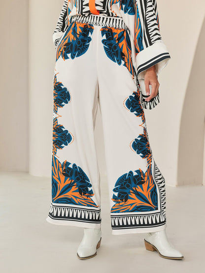 Pants Satin Wide Leg Maxi Loose Bohemian