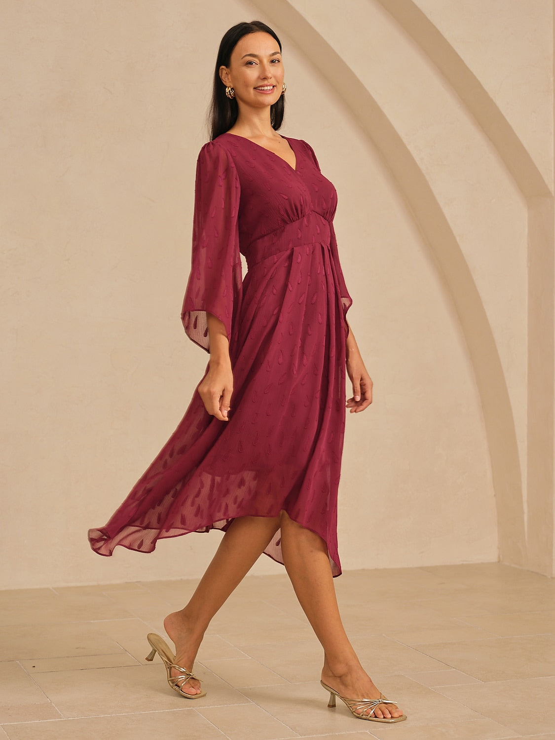 Chiffon Paisley Pattern Maxi Dress