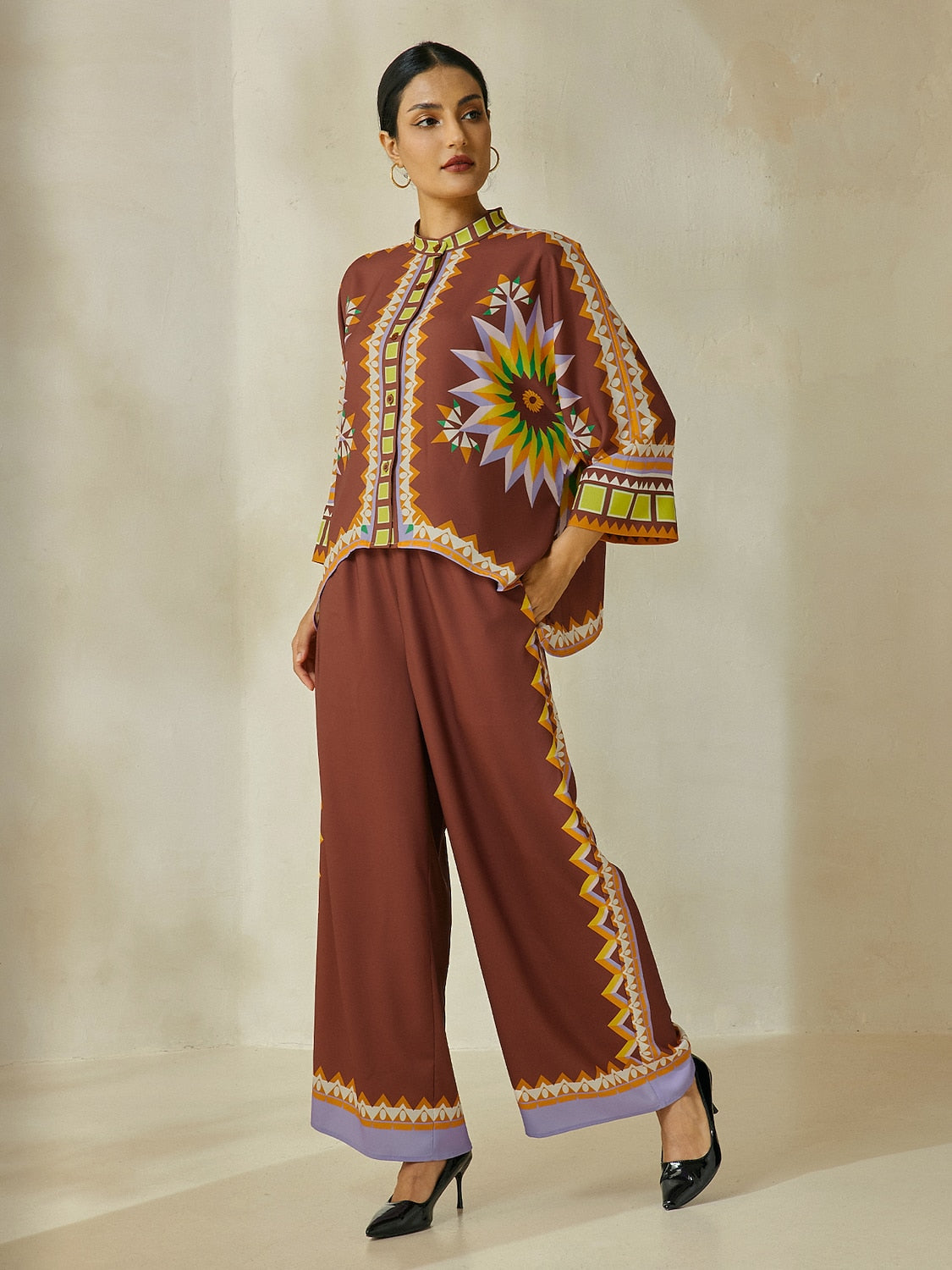Brown Bohemia Pants Wide Leg Culottes