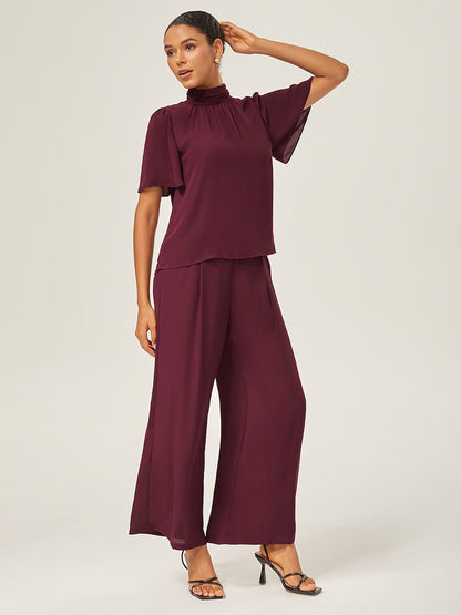 Loose Culottes Wide Leg Full Length Chiffon Pants