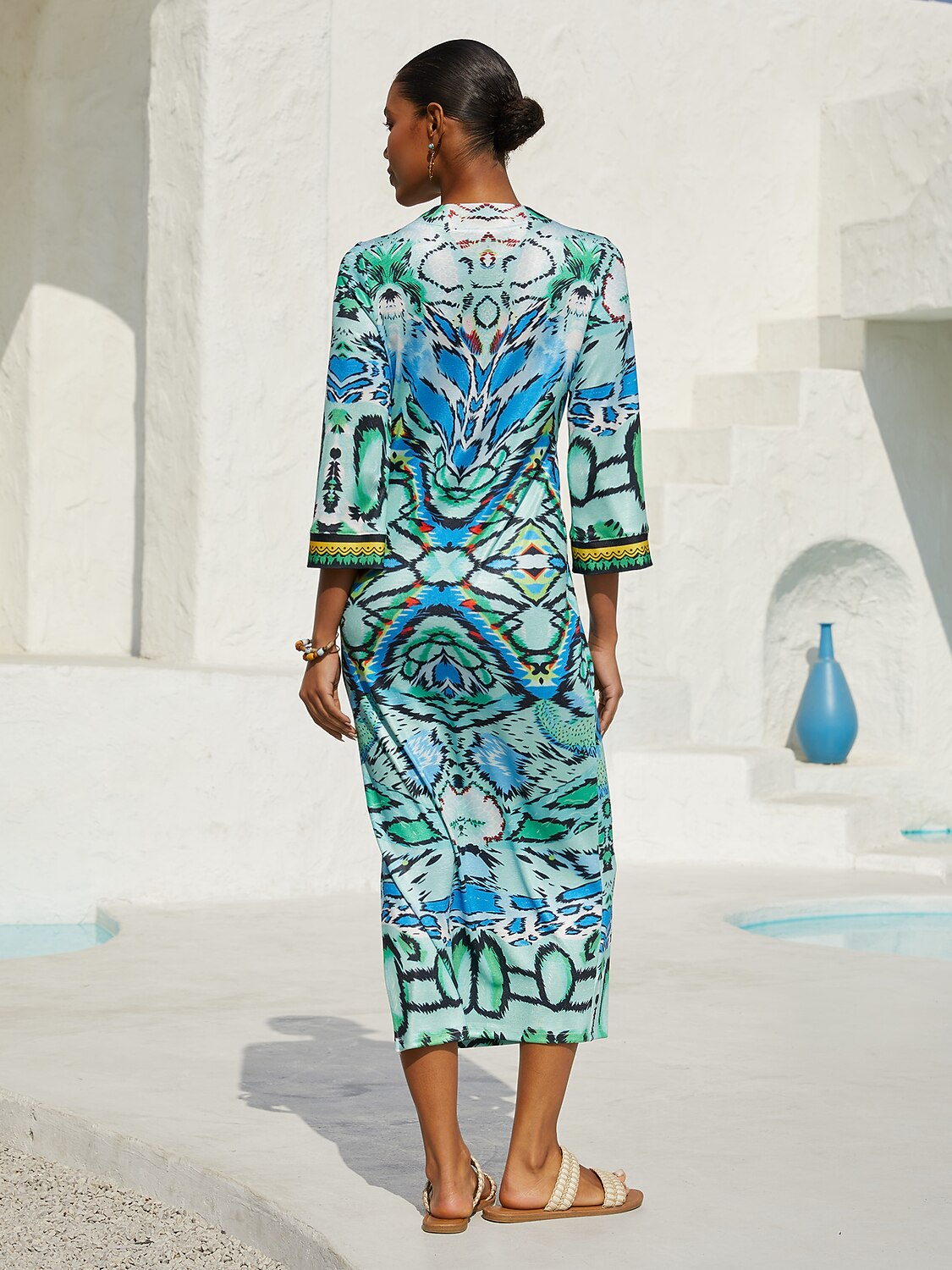 Stretch Python Motif Fitted Knit Dress