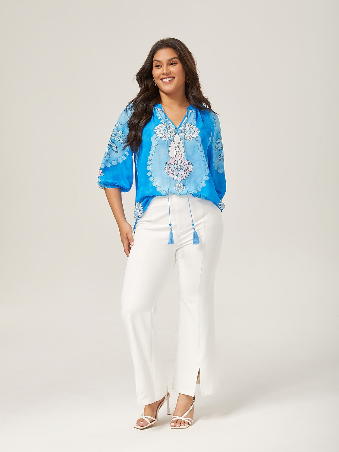 Vacation-Style Placement Print Pullover Top