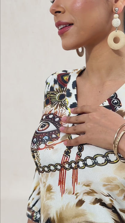 Abstract Leopard Print High Stretch Knit Maxi Dress