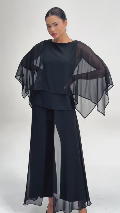 Stylish Luxurious Modal Chiffon Cape Top Blouse