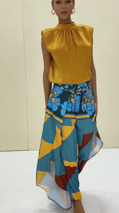 Satin Shimmery High Neck Blouse