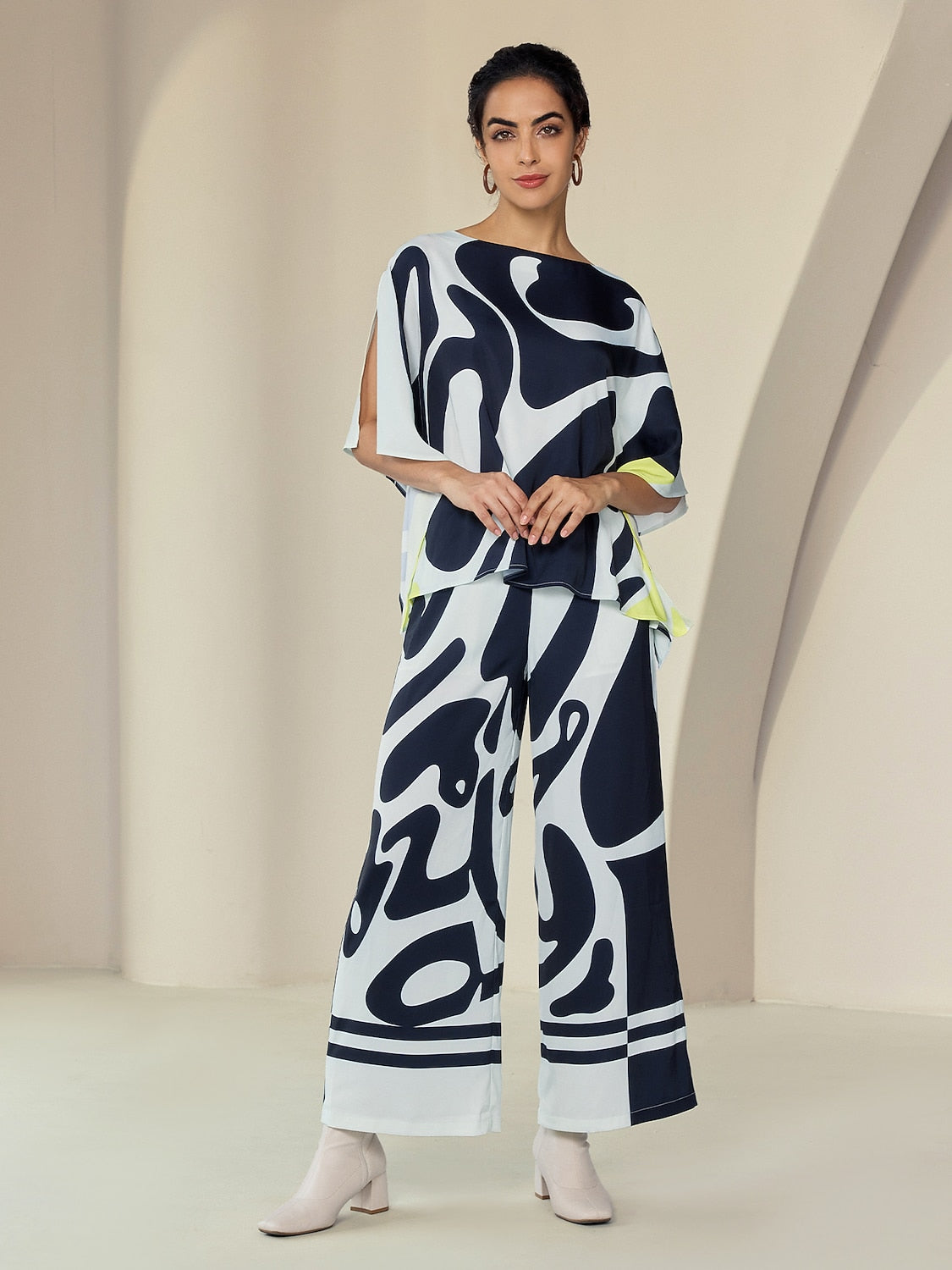 Black Satin Wide Leg Neutral Casual Pants